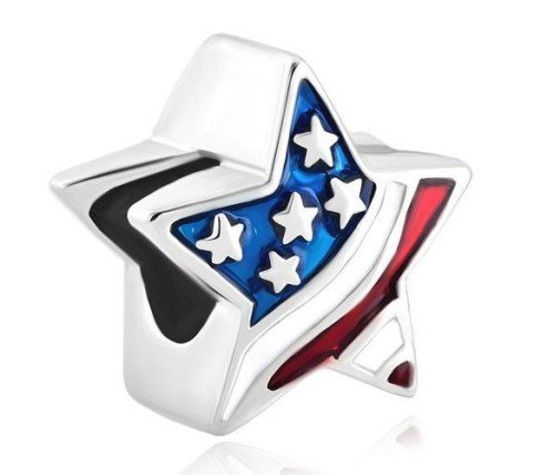 ABALORIO ESTRELLA BANDERA USA PARA PULSERAS TIPO PANDORA