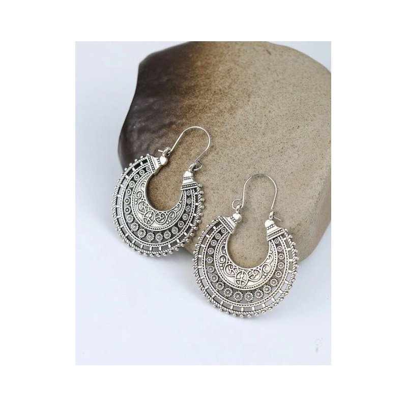 PENDIENTES BOHO PLATA TIBETANA