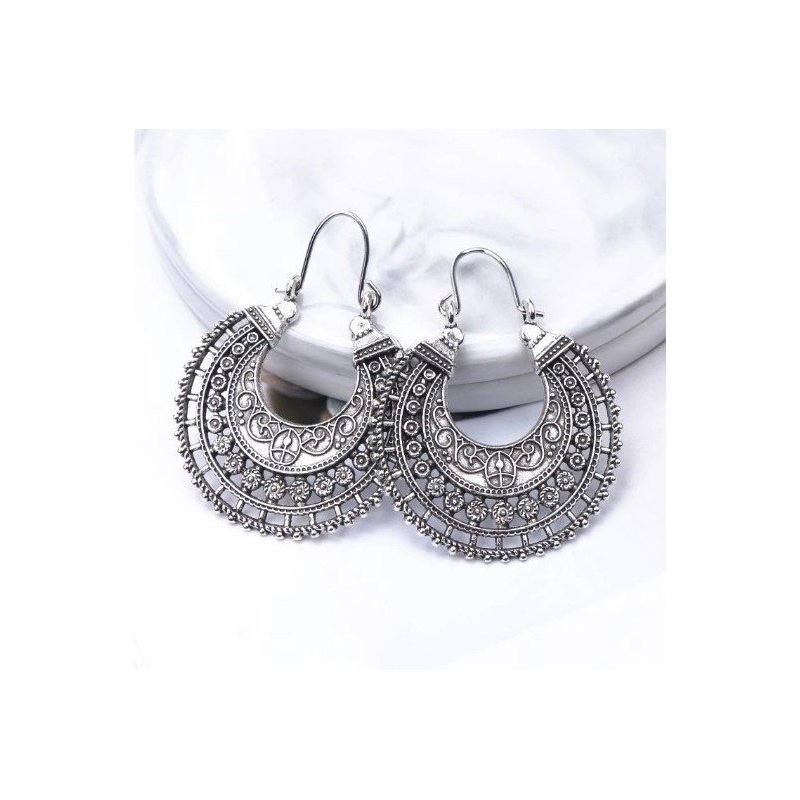 PENDIENTES BOHO PLATA TIBETANA