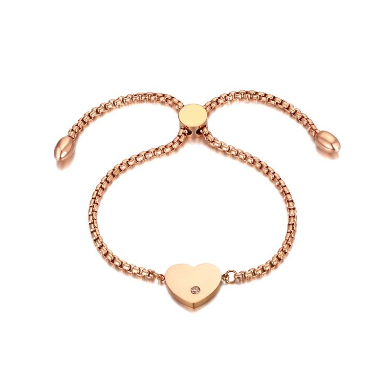 PULSERA AJUSTABLE ACERO CON CORAZÓN PARA GRABAR EN 3 COLORES
