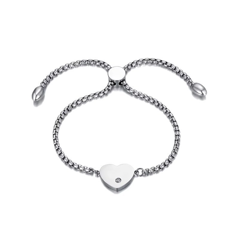 PULSERA AJUSTABLE ACERO CON CORAZÓN PARA GRABAR EN 3 COLORES