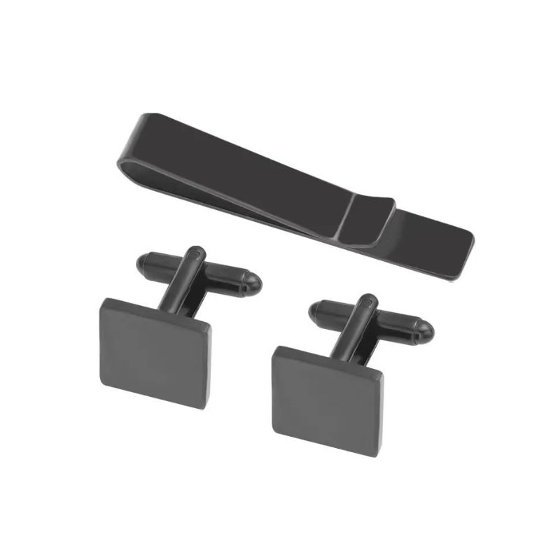 CONJUNTO GEMELOS CUADRADOS Y PISACORBATAS PERSONALIZADOS