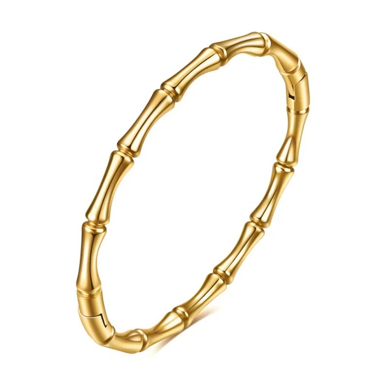 BRAZALETE BAMBÚ ACERO Y ORO WATERPROOF