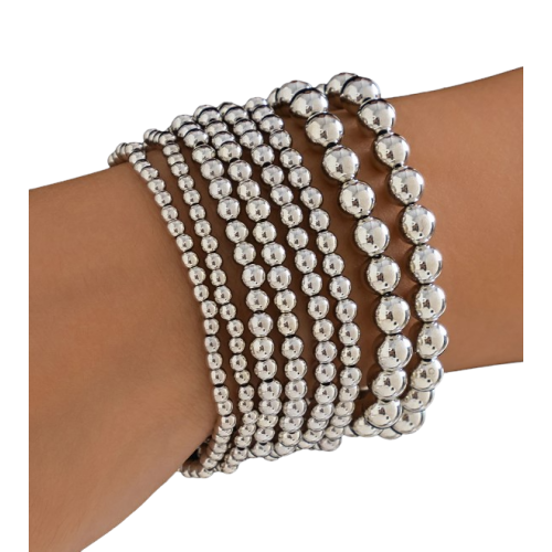 PULSERA BOLAS CHAPADO PLATA, VARIAS MEDIDAS