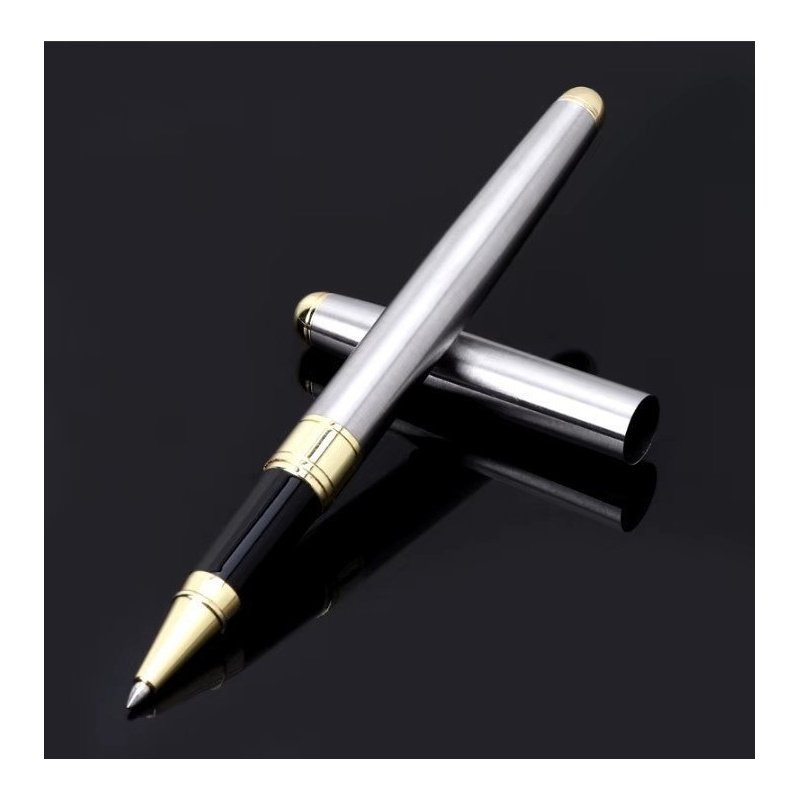 BOLÍGRAFO ACERO PLATA Y ORO PERSONALIZADO