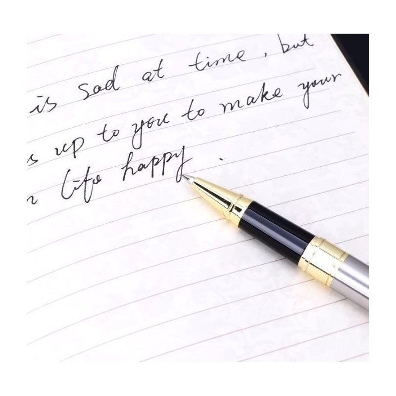 BOLÍGRAFO ACERO PLATA Y ORO PERSONALIZADO