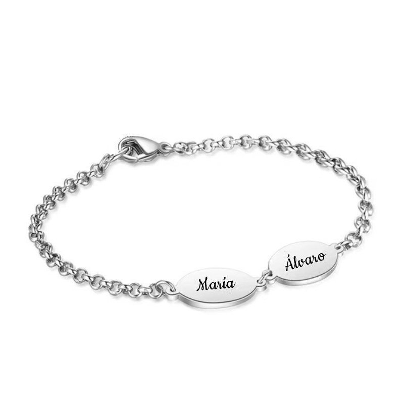 PULSERA CON CHAPAS OVALADAS PERSONALIZADAS