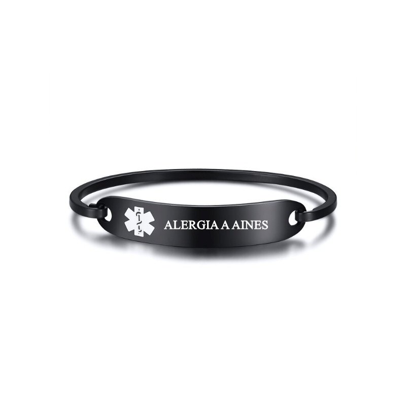 PULSERA RÍGIDA ALERTA MÉDICA PERSONALIZADA, VARIOS COLORES