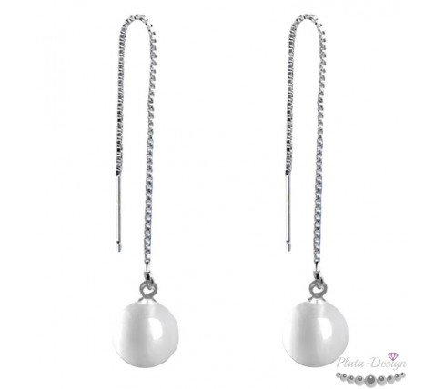 pendientes largos con bola de opalo