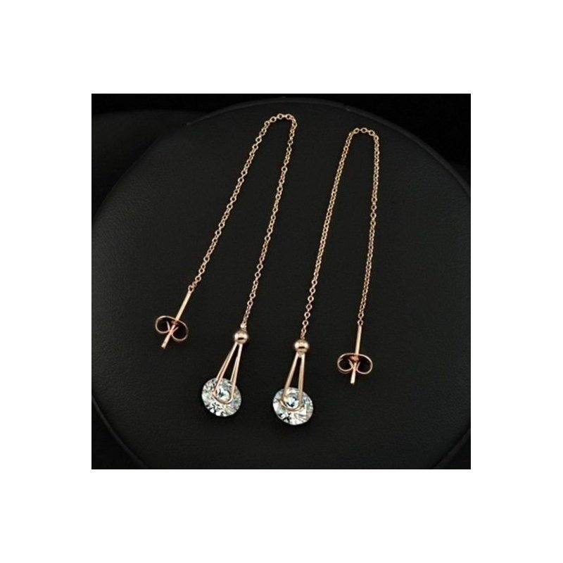 PENDIENTES LARGOS CIRCONITA LAMINADO ORO 18 KILATES