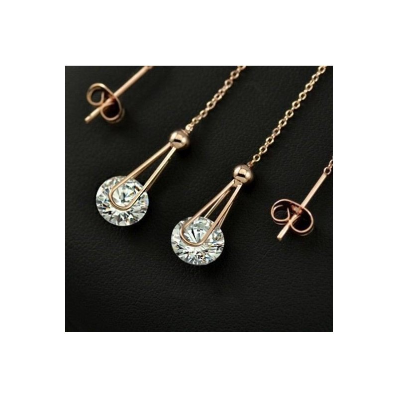 PENDIENTES LARGOS CIRCONITA LAMINADO ORO 18 KILATES