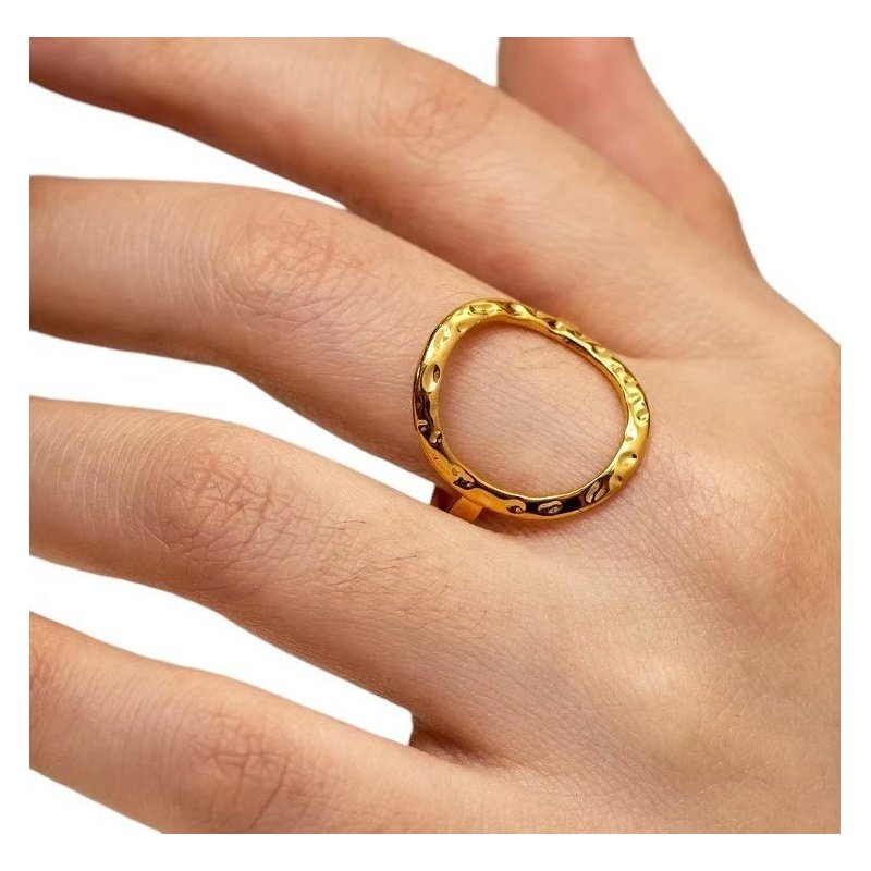 ANILLO CÍRCULO CALADO WATERPROOF ACERO MARTILLADO