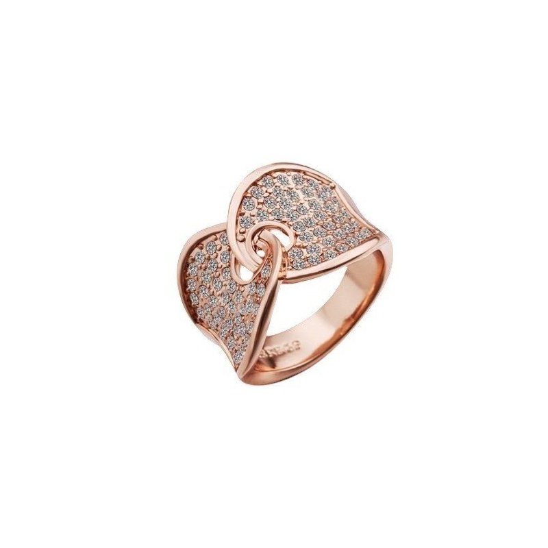 ANILLO DE DISEÑO ENTRELAZADO CON CIRONITAS Y ORO ROSA