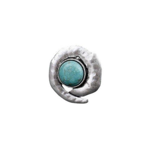 ANILLO ESPIRAL PLATA TIBETANA CON TURQUESA, AJUSTABLE