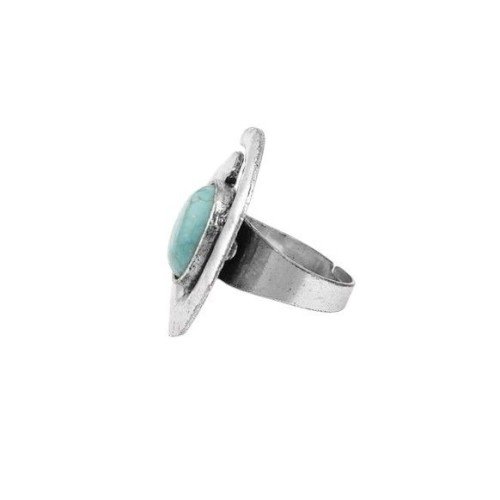 ANILLO ESPIRAL PLATA TIBETANA CON TURQUESA, AJUSTABLE
