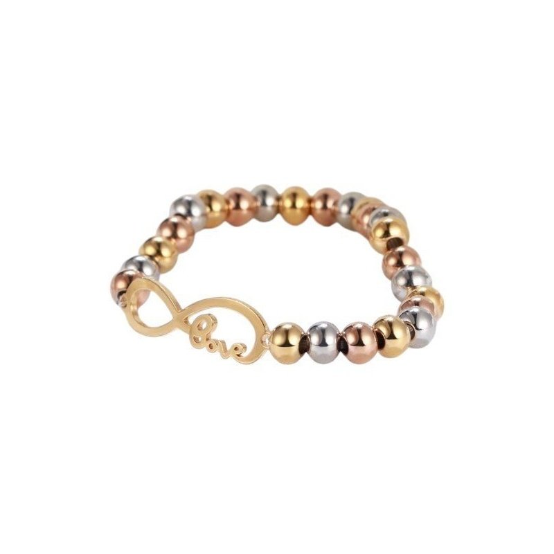 PULSERA INFINITO "LOVE" ACERO Y ORO