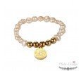 PULSERA PERSONALIZADA PARA MAMÁS, PERLAS Y BOLAS DORADAS ACERO PULSERA PERSONALIZADA PARA MAMÁS, PERLAS Y BOLAS DORADAS ACERO