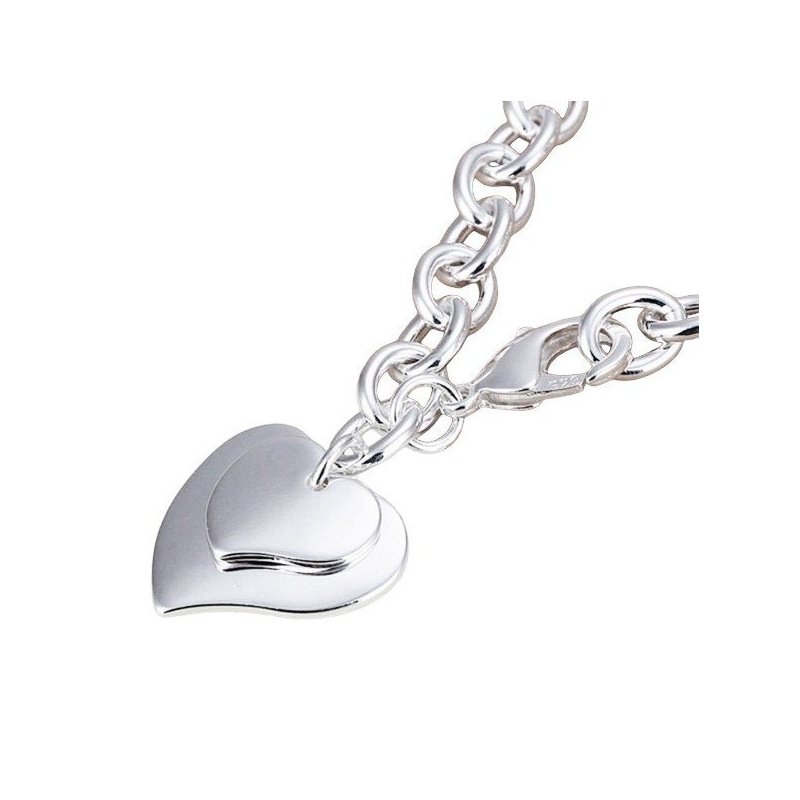 PULSERA DOS CORAZONES PARA GRABAR CON PLATA 925