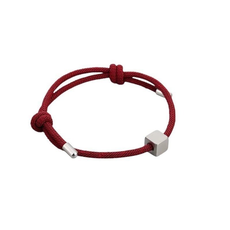 DOS PULSERAS PARA PAREJAS CON ENTREPIEZA CUBO PERSONALIZADA