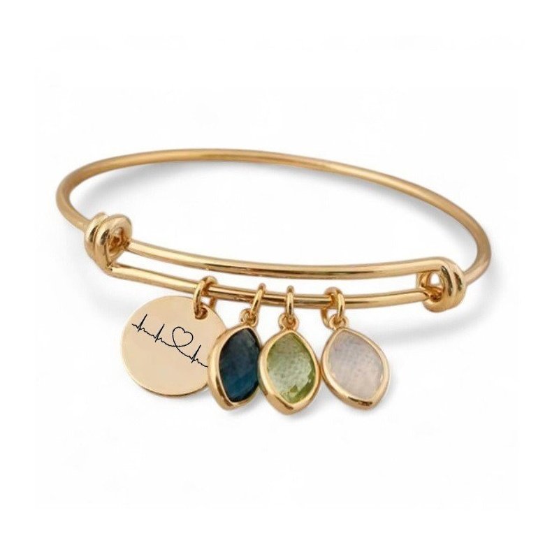 PULSERA CON CHAPA PERSONALIZADA Y CHARMS COLORES