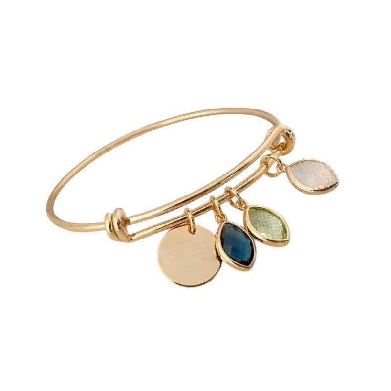 PULSERA CON CHAPA PERSONALIZADA Y CHARMS COLORES