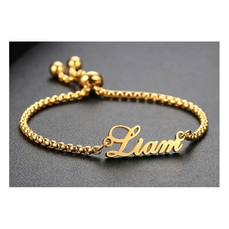 PULSERA PERSONALIZADA CON TU NOMBRE ACERO Y ORO