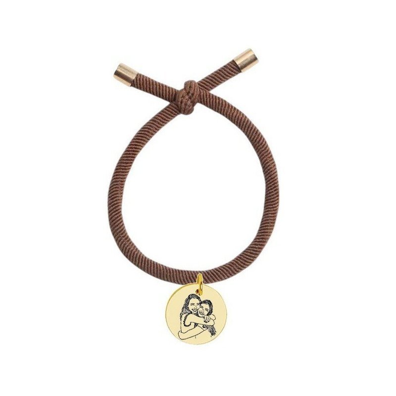 PULSERA ELÁSTICA CON MEDALLA DORADA PERSONALIZADA, VARIOS COLORES