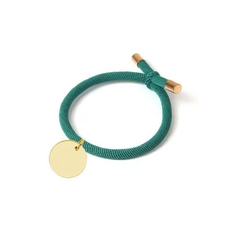 PULSERA ELÁSTICA CON MEDALLA DORADA PERSONALIZADA, VARIOS COLORES