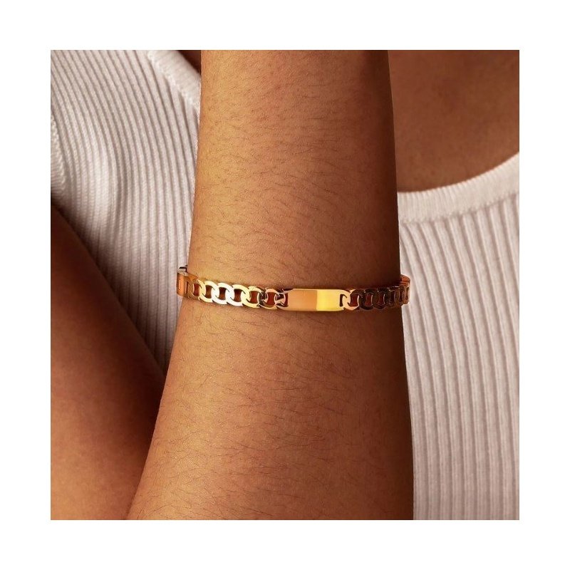 PULSERA PARA NIÑA CON NOMBRE ANA, ESCLAVA RÍGIDA ACERO Y ORO