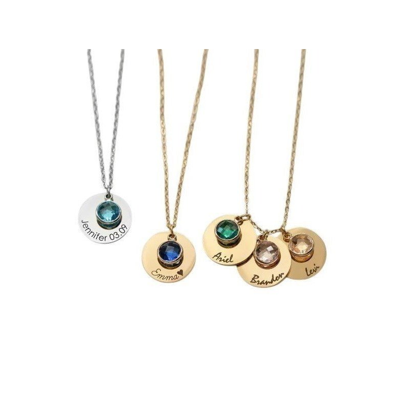 COLLAR CON MEDALLITAS PERSONALIZADAS Y CHARM COLORES