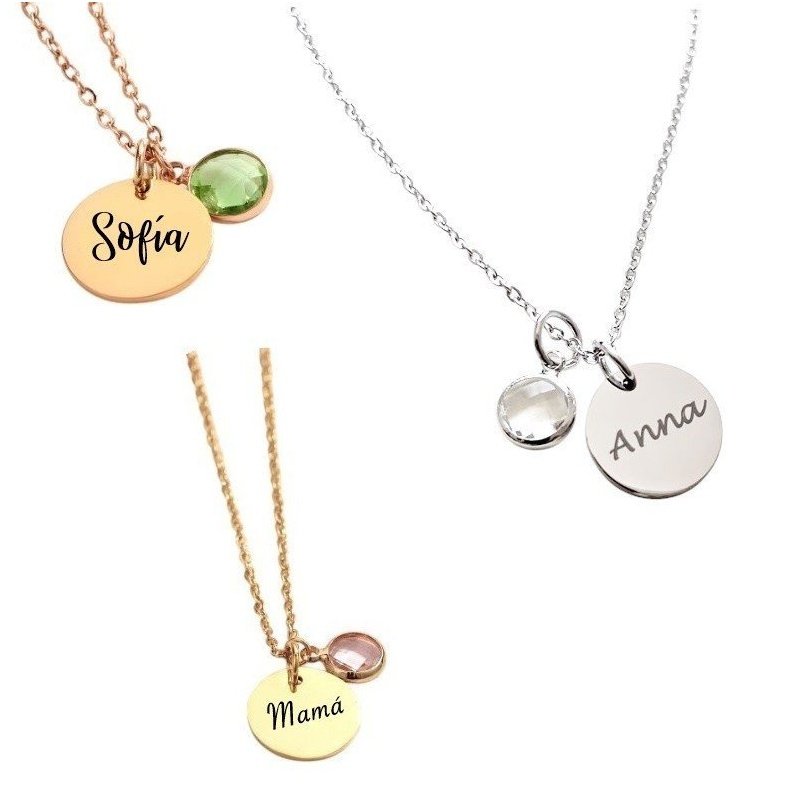 COLLAR CON MEDALLITAS PERSONALIZADAS Y CHARM COLORES