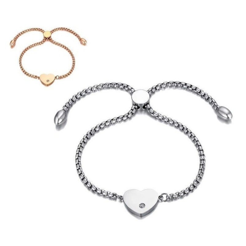 PULSERA AJUSTABLE ACERO CON CORAZÓN PARA GRABAR EN 3 COLORES