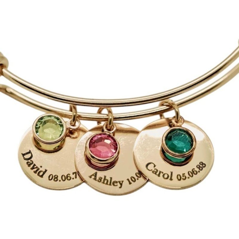 PULSERA CON CHAPA PERSONALIZADA Y PIEDRAS COLORES