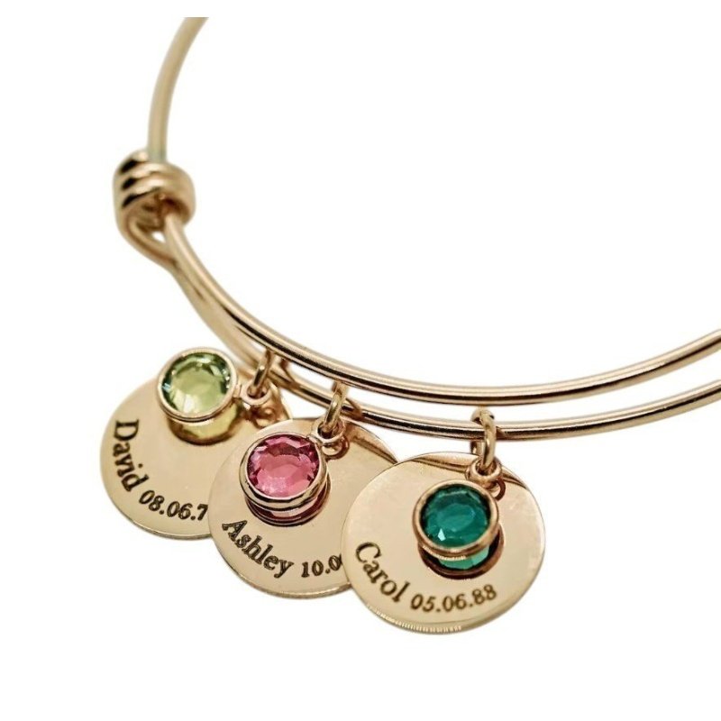 PULSERA CON CHAPA PERSONALIZADA Y PIEDRAS COLORES