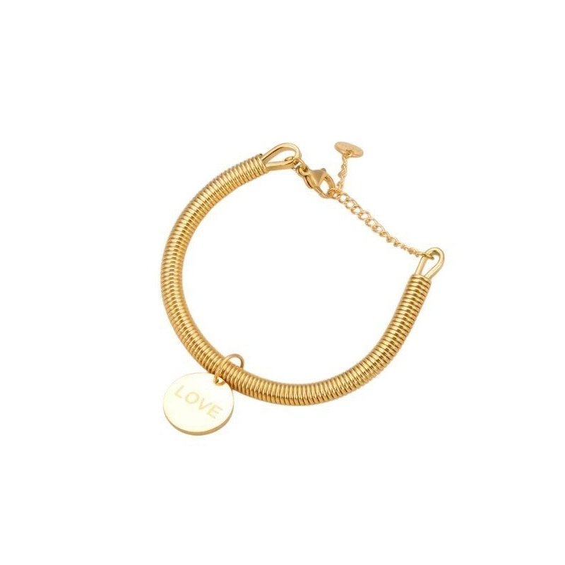 PULSERA ACERO Y ORO DE DISEÑO CON CHAPA PARA GRABAR