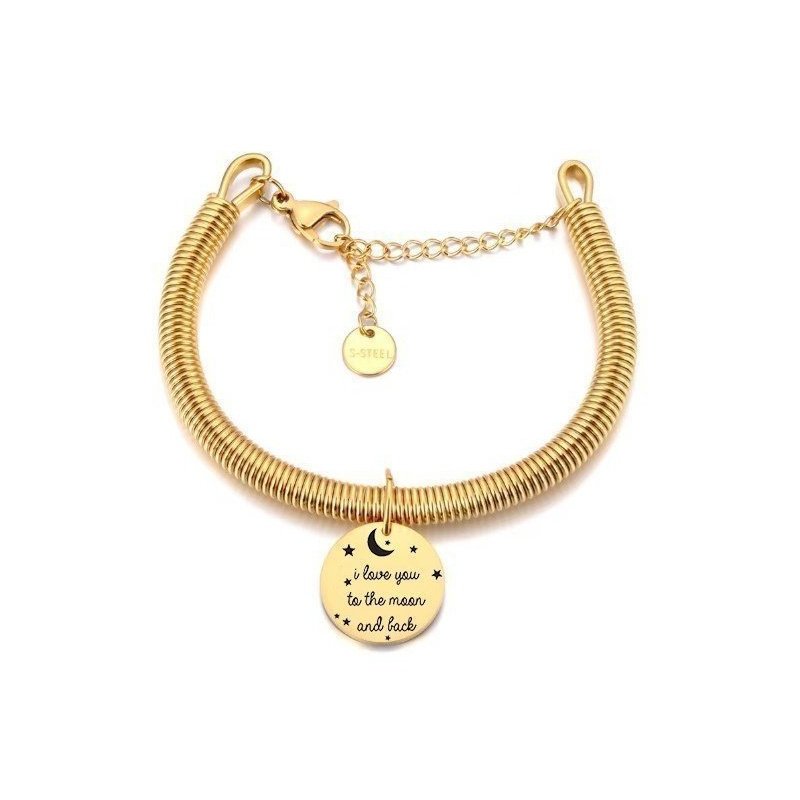 PULSERA ACERO Y ORO DE DISEÑO CON CHAPA PARA GRABAR