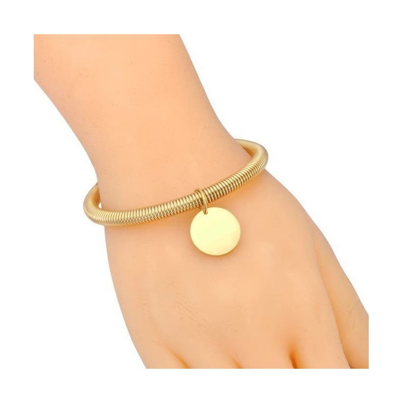PULSERA ACERO Y ORO DE DISEÑO CON CHAPA PARA GRABAR