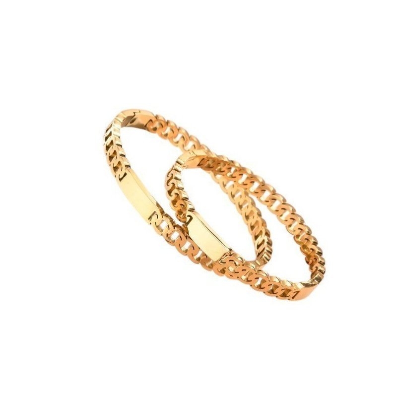 PULSERA ESCLAVA RÍGIDA UNISEX DE DISEÑO ACERO Y ORO