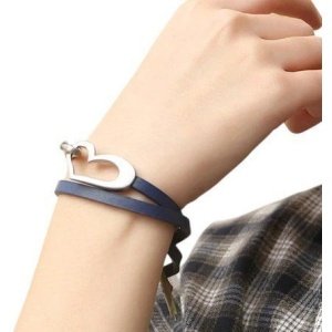 Pulsera cuero corazón ♥ Pulsera cuero doble vuelta personalizada