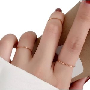 anillos estilo alianza muy delgados acero y oro