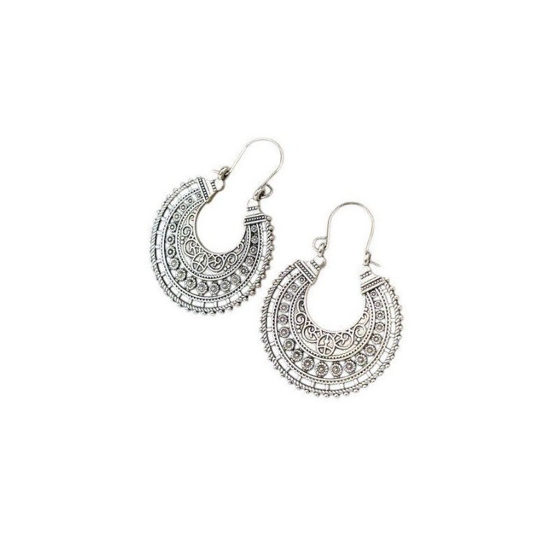 PENDIENTES BOHO PLATA TIBETANA