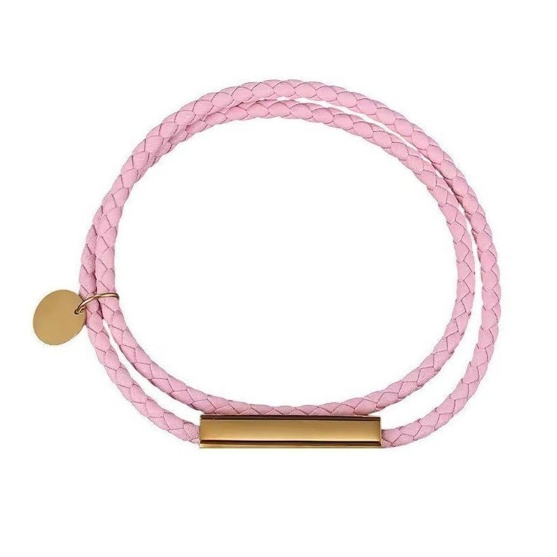 PULSERA PERSONALIZADA CUERO ROSA O BEIGE