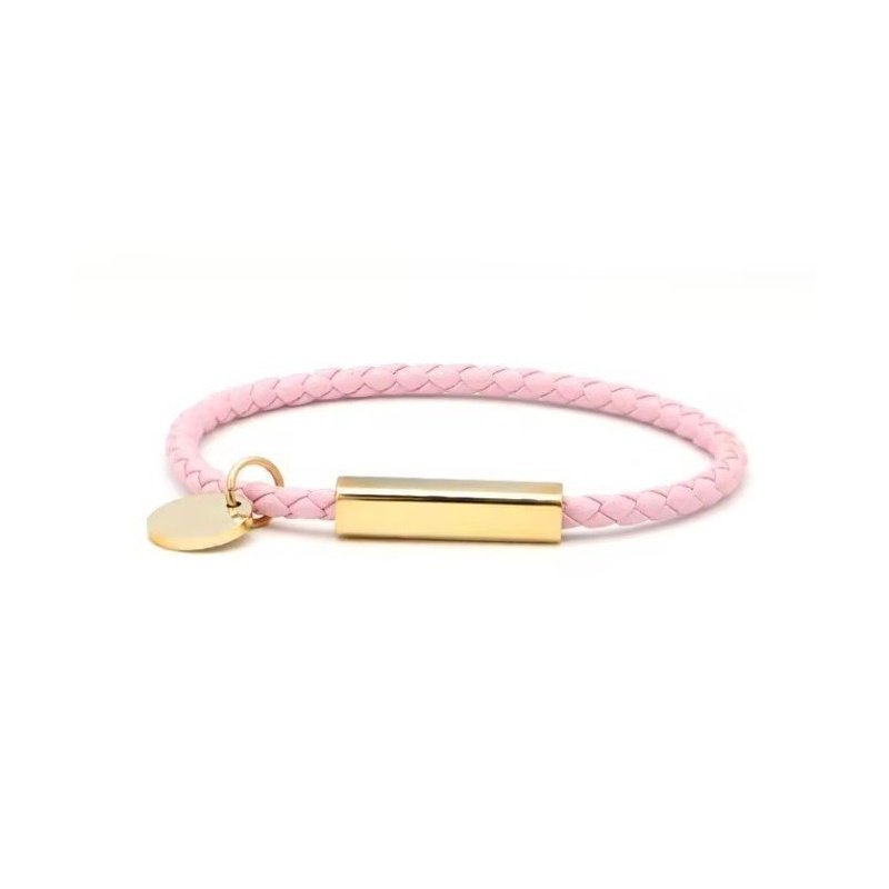 PULSERA PERSONALIZADA CUERO ROSA O BEIGE