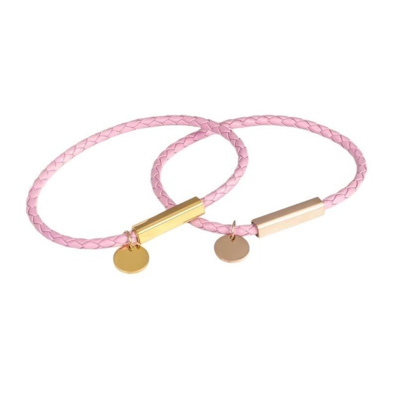 PULSERA PERSONALIZADA CUERO ROSA O BEIGE