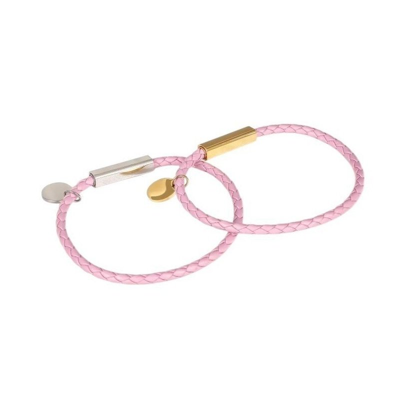 PULSERA PERSONALIZADA CUERO ROSA O BEIGE