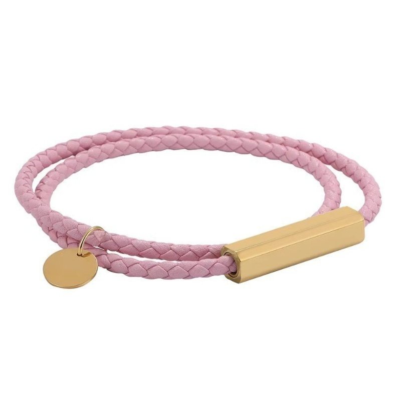 PULSERA PERSONALIZADA CUERO ROSA O BEIGE