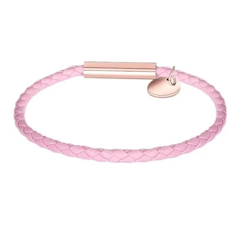 PULSERA PERSONALIZADA CUERO ROSA O BEIGE