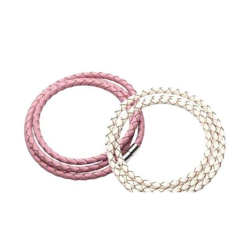 PULSERA PERSONALIZADA CUERO ROSA O BEIGE