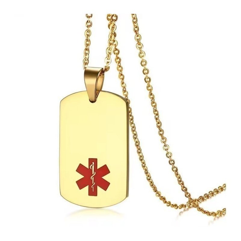 COLGANTE ALERTA MÉDICA DORADO