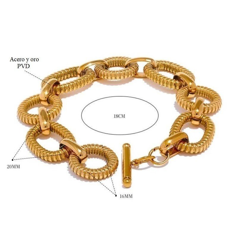 PULSERA QUEEN ACERO Y ORO WATERPROOF